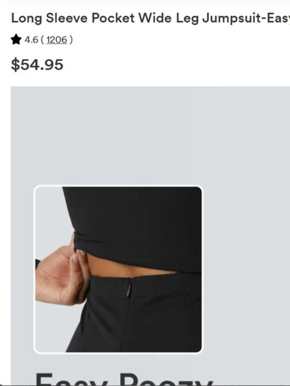 HALARA LONG SLEEVE WIDE LEG JUMPSUIT (SIZES MEDIUM & LARGE REGULAR ) - Picture 3 of 7